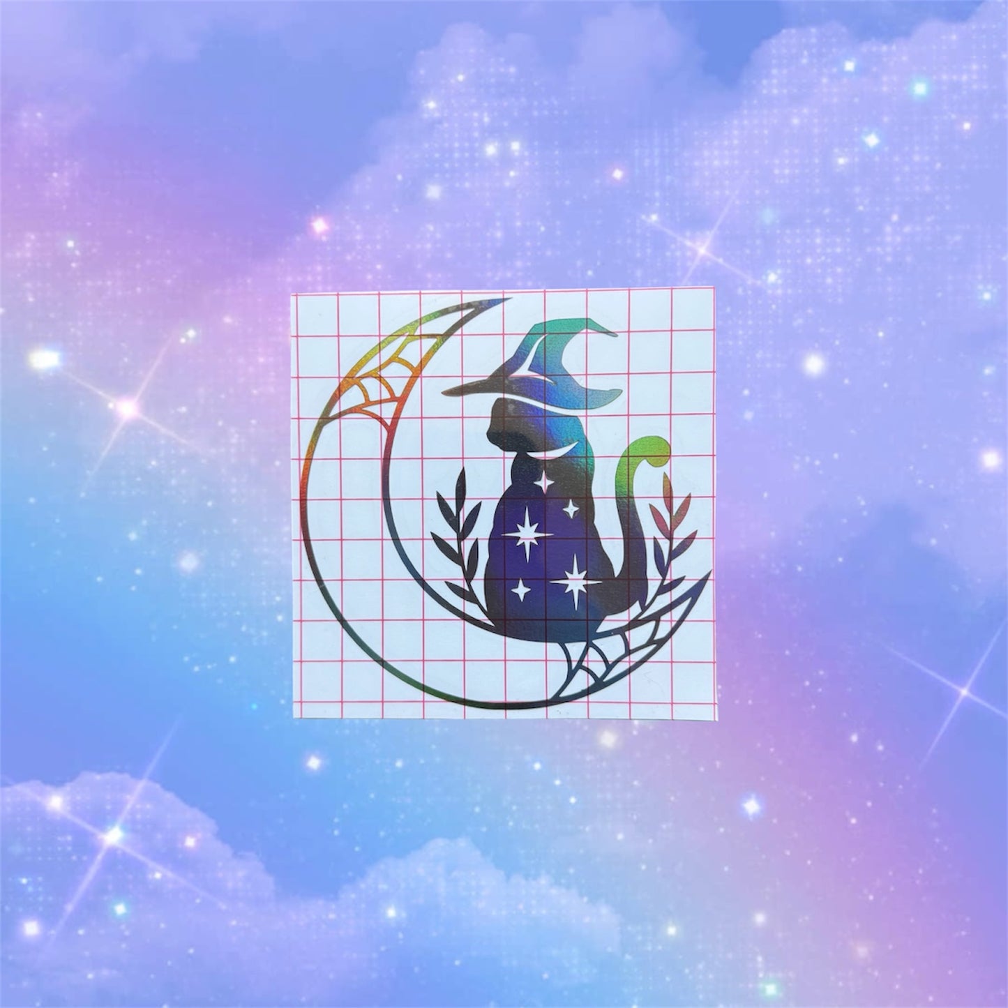 witchy kitty moon car decal
