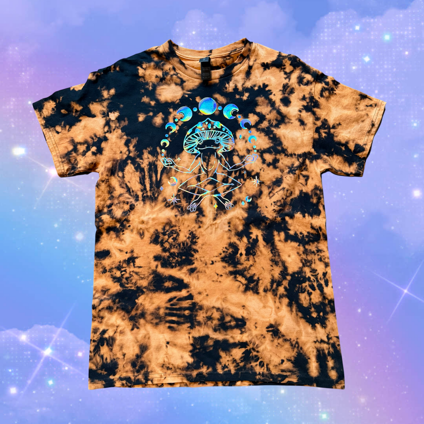 mushroom frog bleach dyed t-shirt