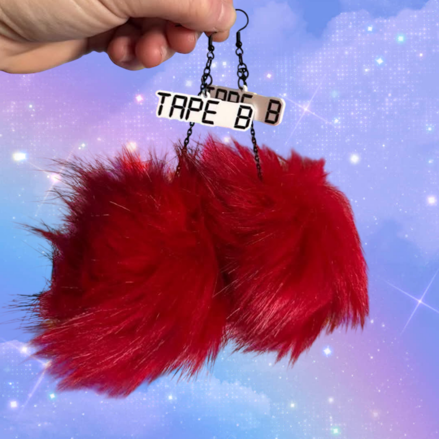 tape b fluffy earrings