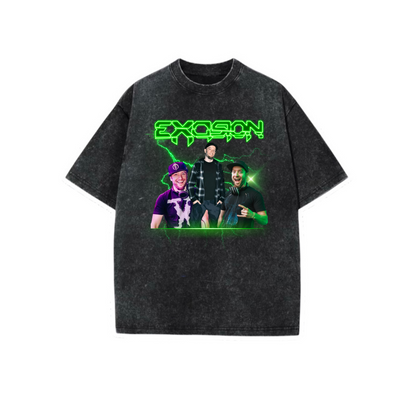excision graphic acidwash t-shirts