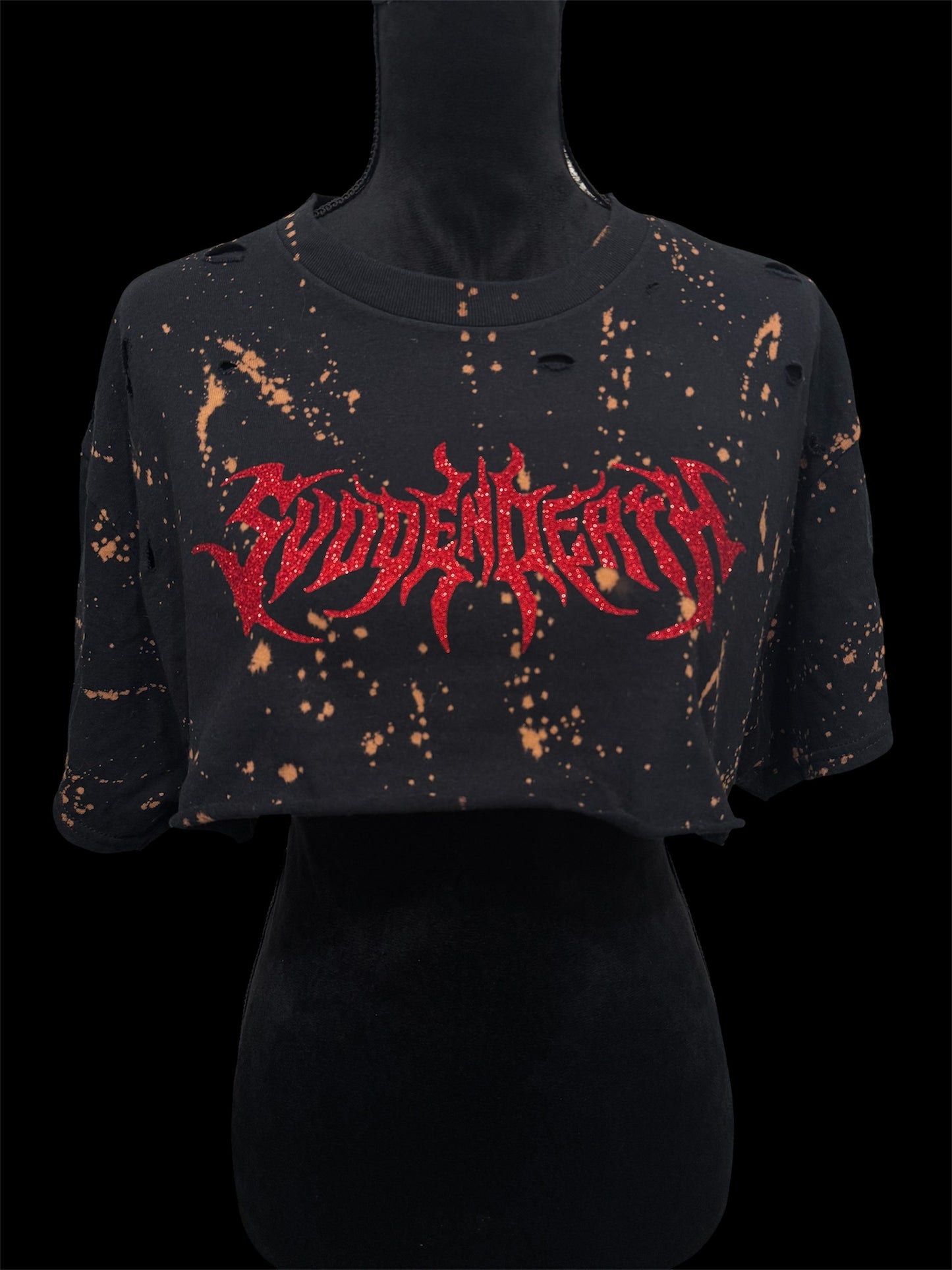 svdden death bleach splattered super cropped tee