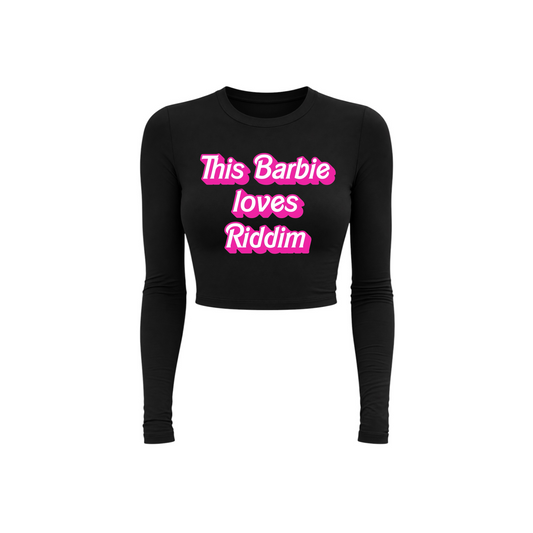 this barbie loves riddim long sleeve croptops