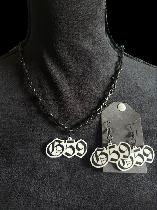 g59 barbed wire necklace & earrings