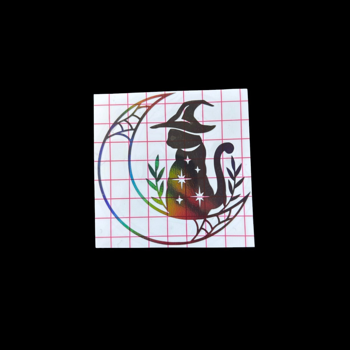 witchy kitty moon car decal