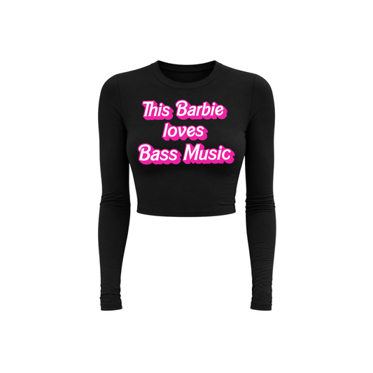 this barbie loves bass music long sleeve croptops