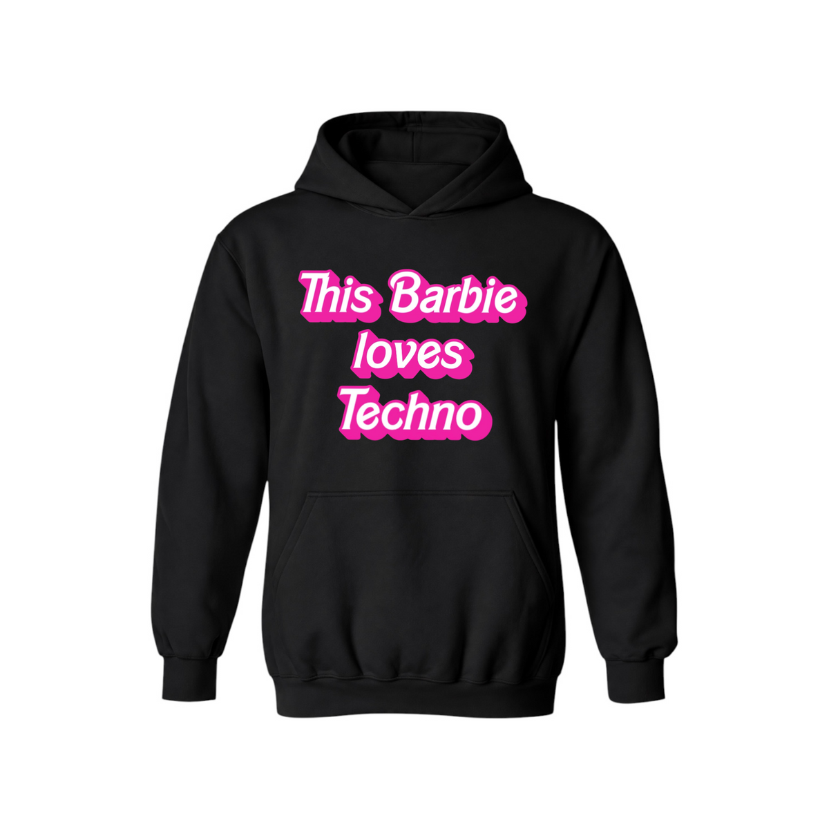 this barbie loves techno hoodies