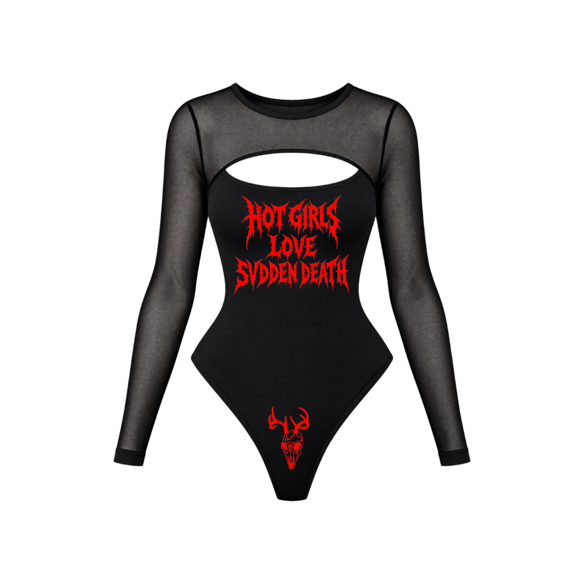 hot girls love svdden death mesh sleeve bodysuits