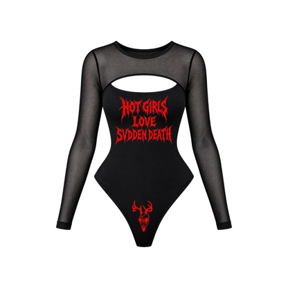 hot girls love svdden death mesh sleeve bodysuits