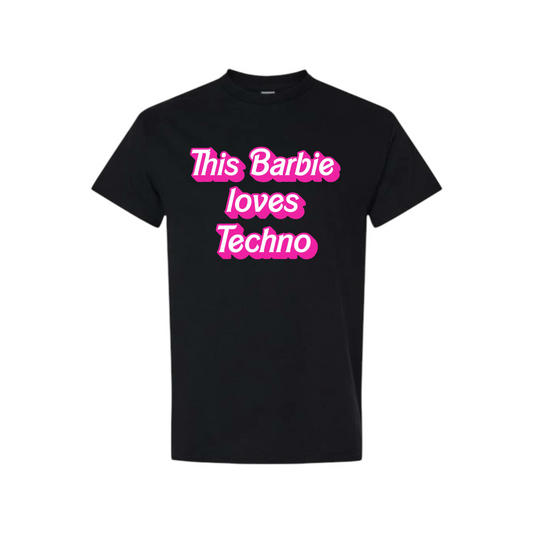 this barbie loves techno t-shirts