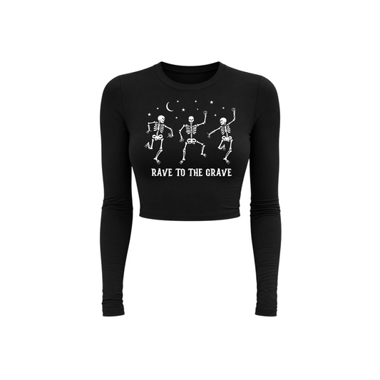 rave to the grave long sleeve croptops