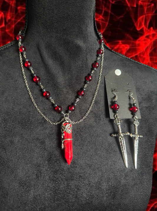 dragon’s blood necklace & earrings set