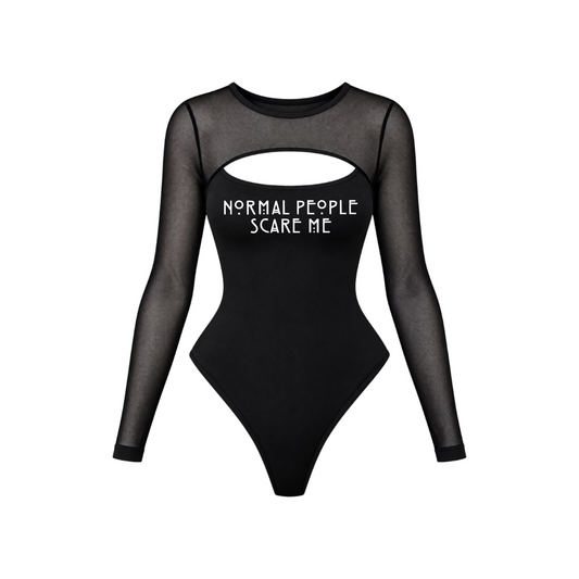 normal people scare me mesh sleeve bodysuits