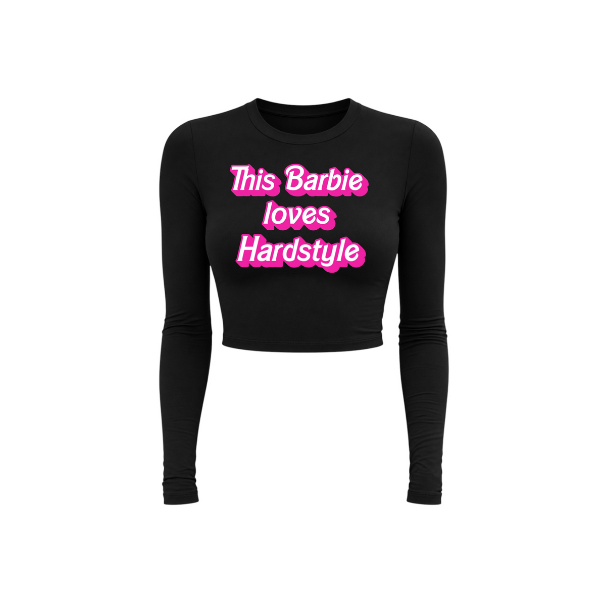 this barbie loves hardstyle long sleeve croptops