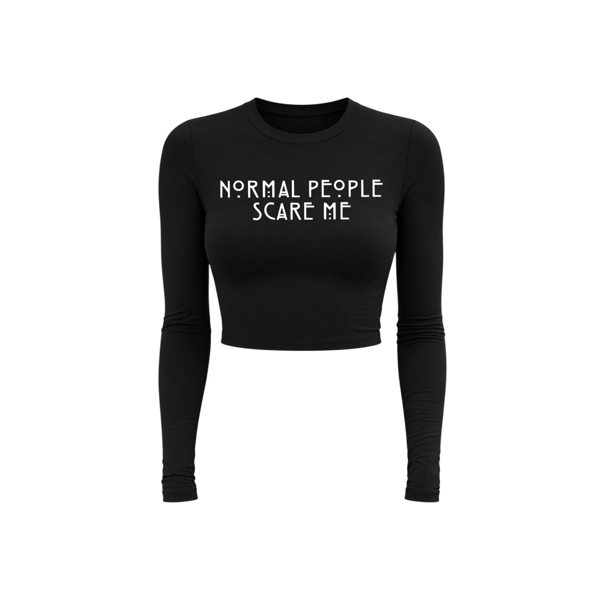 normal people scare me long sleeve croptops