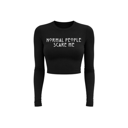 normal people scare me long sleeve croptops