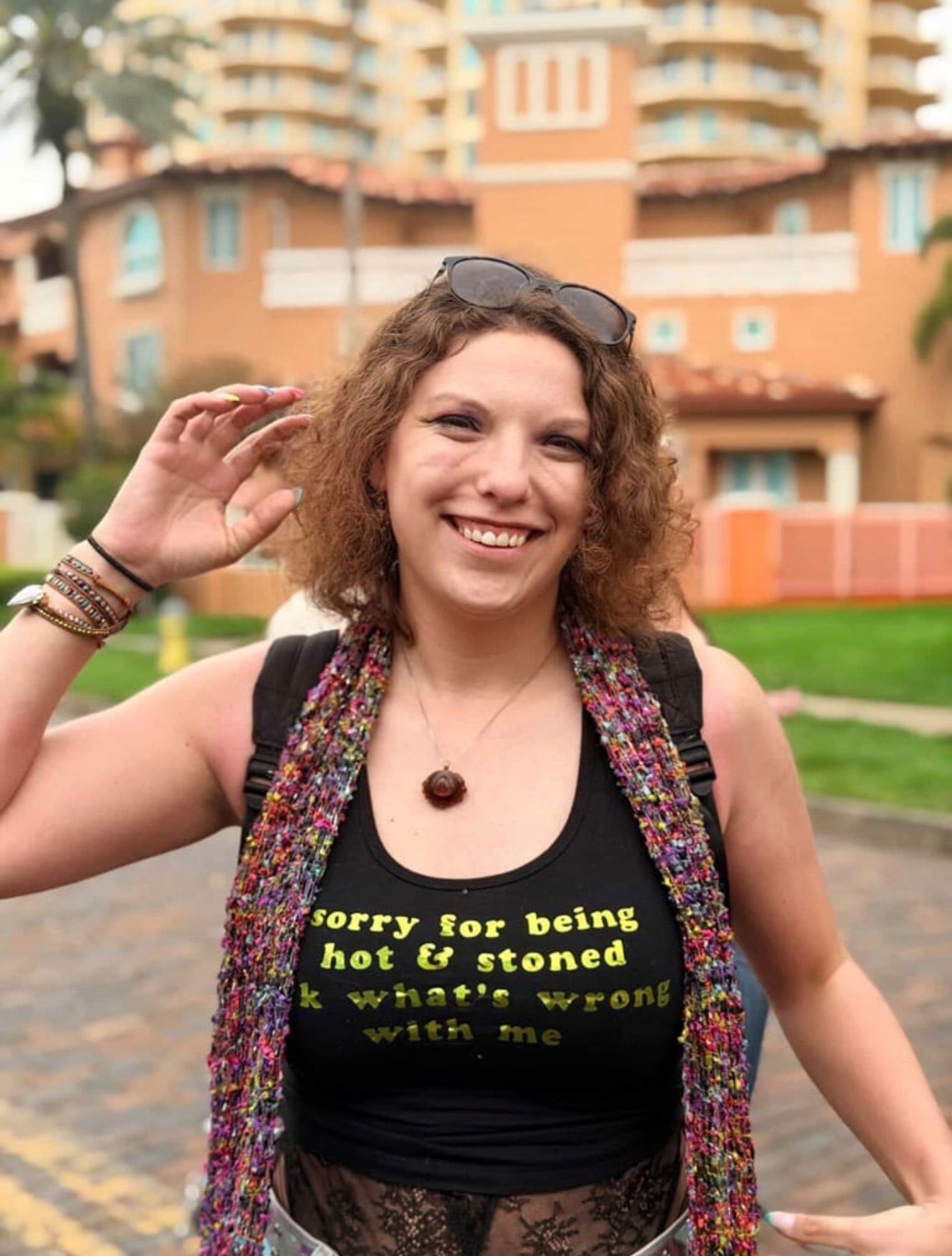 sorry for being hot & stoned racerback croptanks