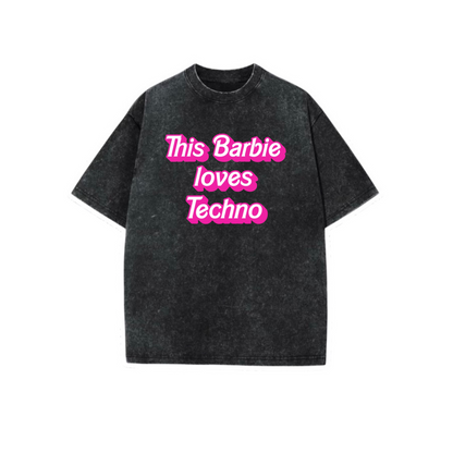 this barbie love techno acidwash t-shirts