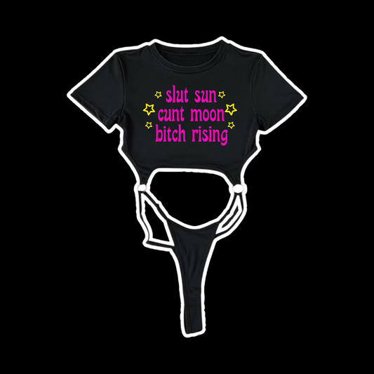 slut sun cunt moon bitch rising bodysuits