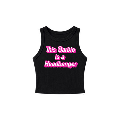 this barbie is a headbanger ribbed croptanks