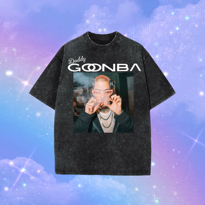 daddy goonba graphic acidwash t-shirts