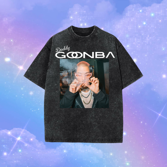 daddy goonba graphic acidwash t-shirts