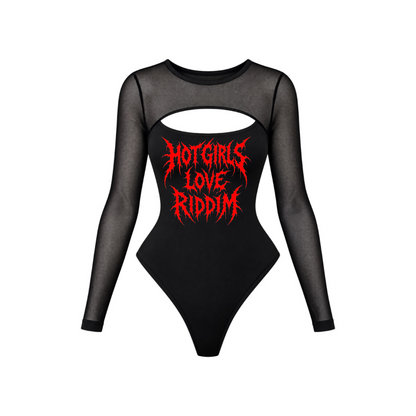 hot girls love riddim mesh sleeve bodysuits
