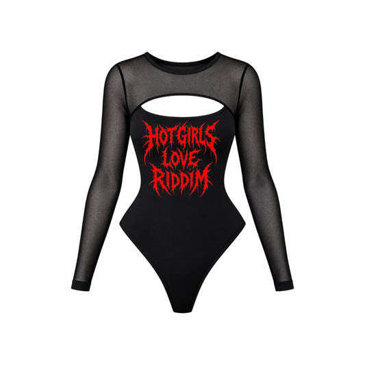 hot girls love riddim mesh sleeve bodysuits