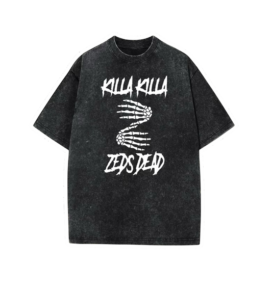 killa killa zeds dead oversized acidwash t-shirts