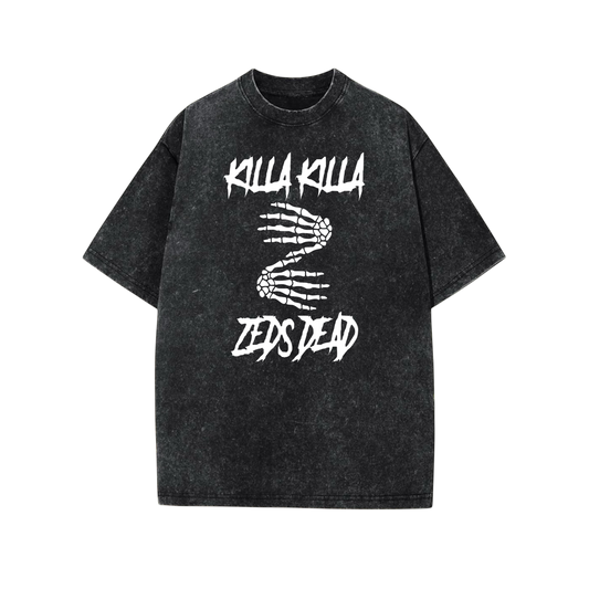 killa killa zeds dead oversized acidwash t-shirts