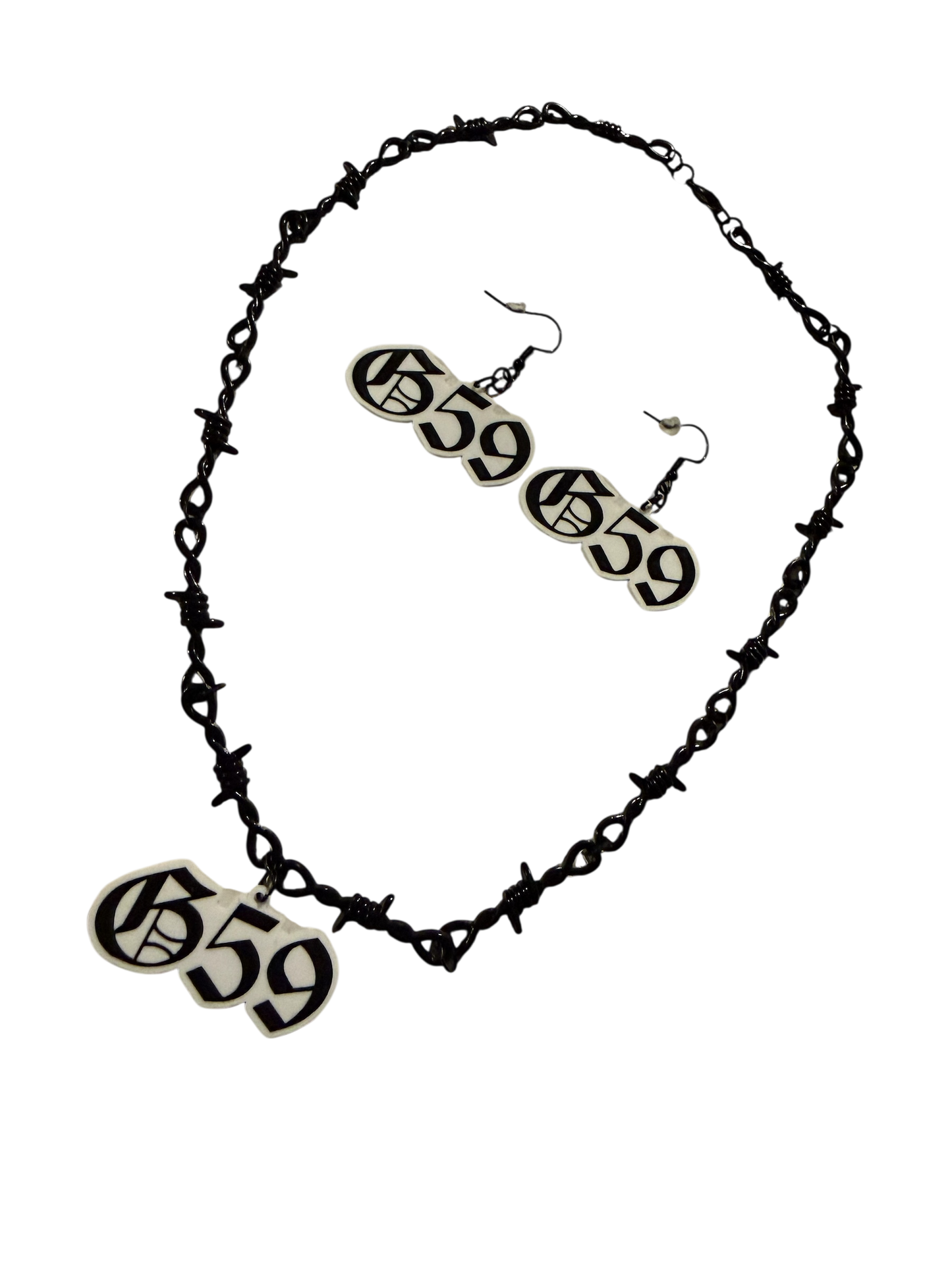 g59 barbed wire choker & earrings set